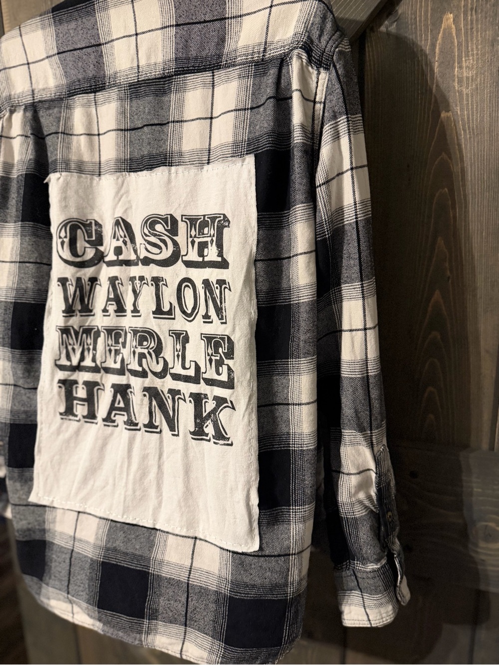 Upcycled Cash Waylon Merle and Hank Flannel Shirt Large